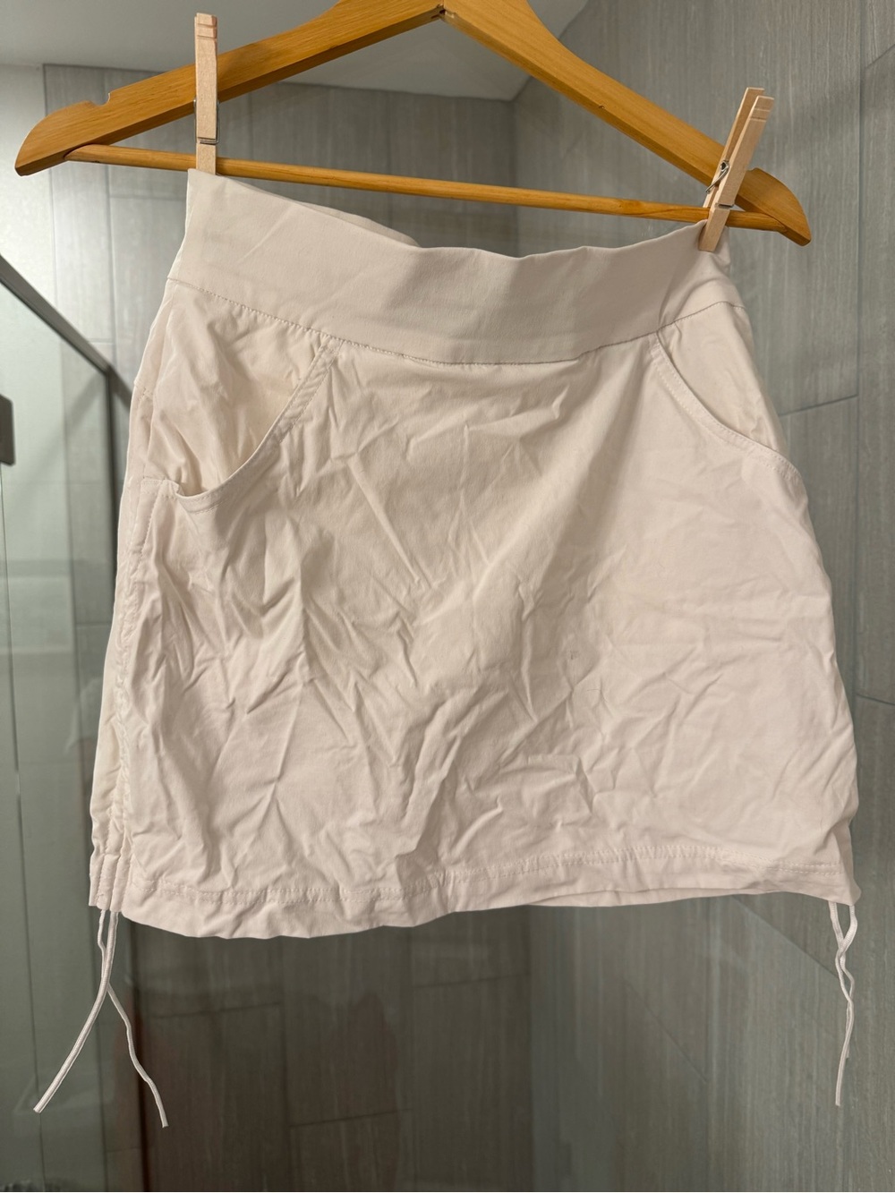 Columbia Cream Drawstring Mini Skirt